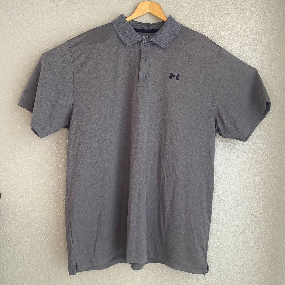 Under Armour Shirt Mens 2XL Polo Gray Loose Fit Heat Gear Golf